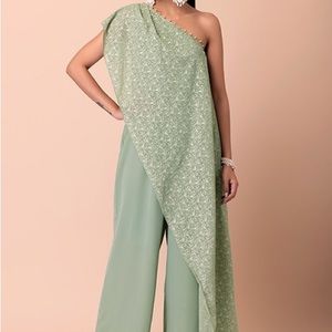 NWT Indowestern Foil Printed Draped Jumpsuit